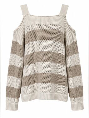 Elan striped cold shoulder sweater, medium